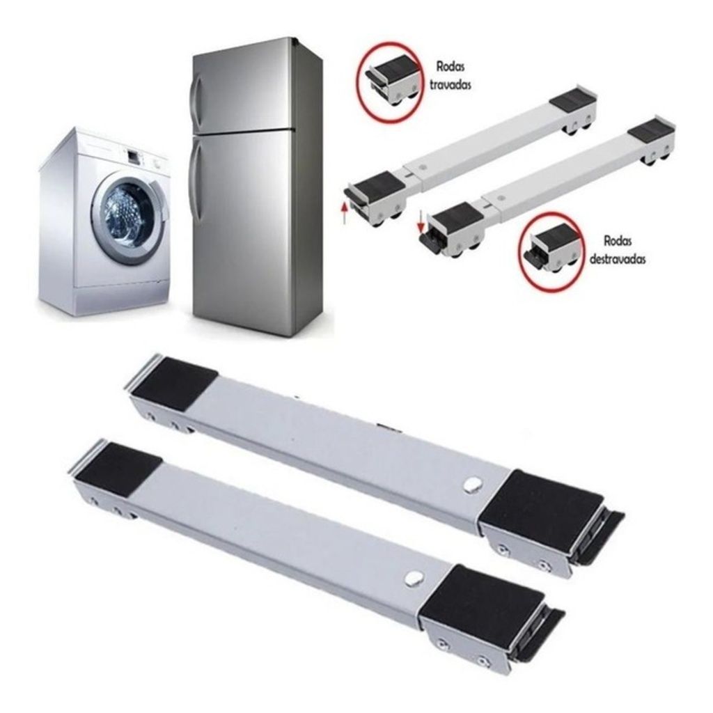 Soporte Ajustable con Ruedas para Lavadora o Nevera (x2 Unidades)