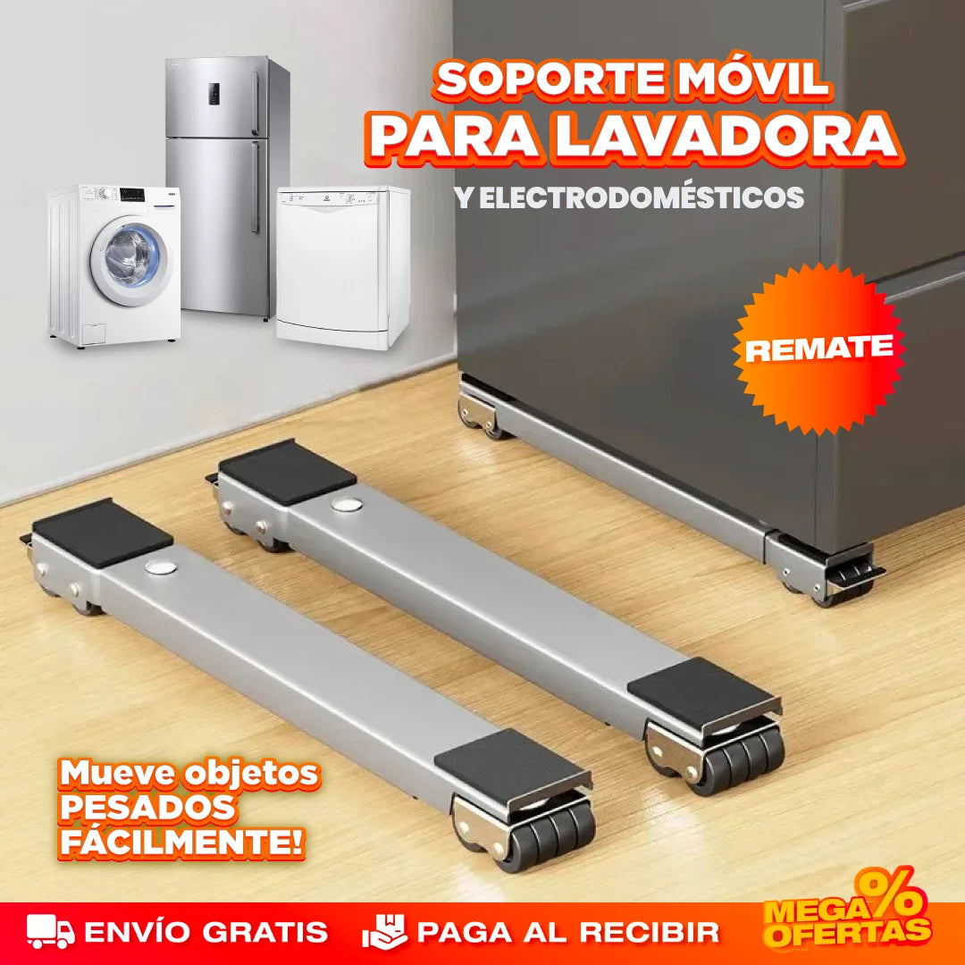 Soporte Ajustable con Ruedas para Lavadora o Nevera (x2 Unidades)