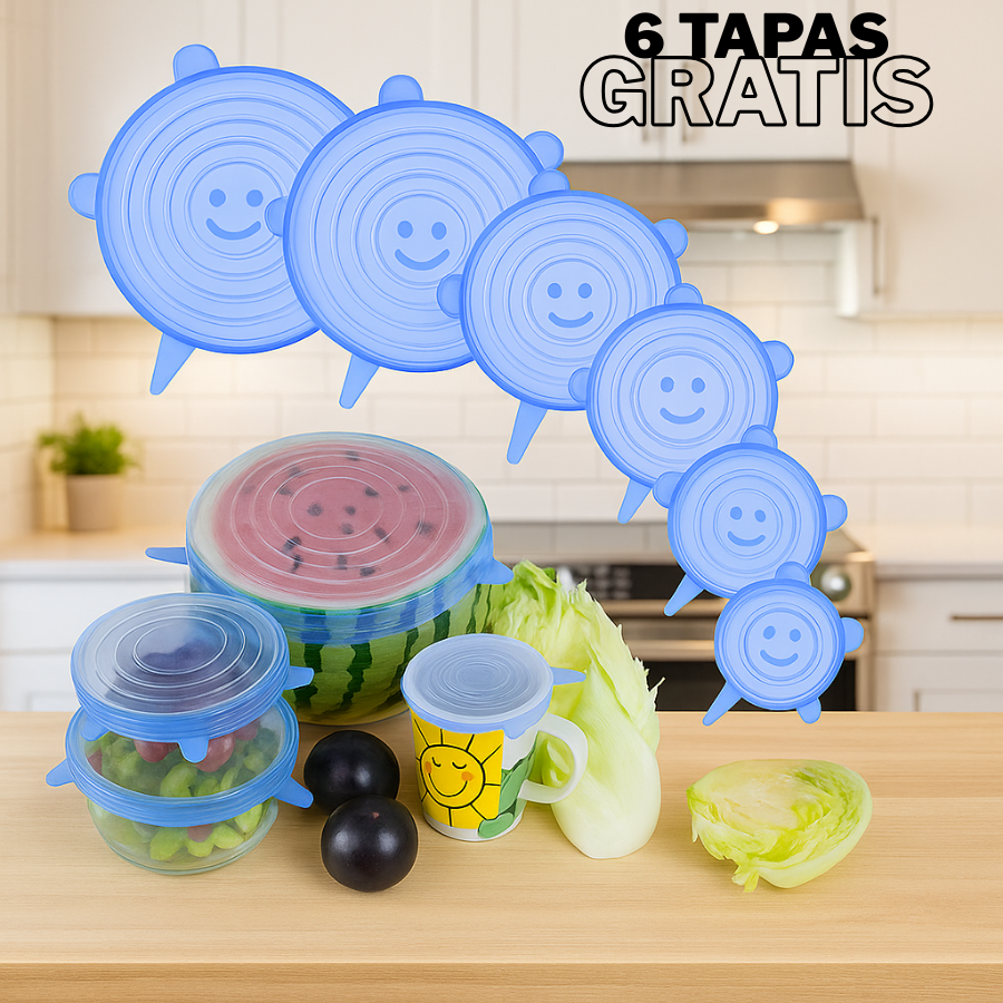 Set Utensilios 19 piezas™ + Tapas Silicona Elásticas Gratis