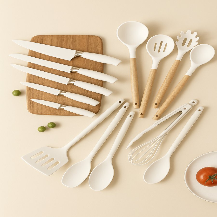 Set Utensilios 19 piezas™ + Tapas Silicona Elásticas Gratis