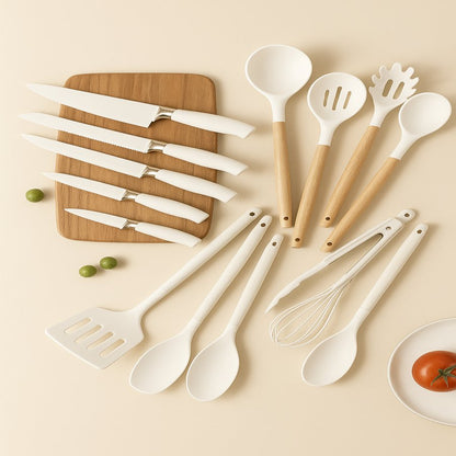 Set Utensilios 19 piezas™ + Tapas Silicona Elásticas Gratis